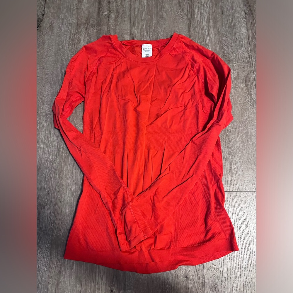 Athleta Red Long-Sleeve Active Tee